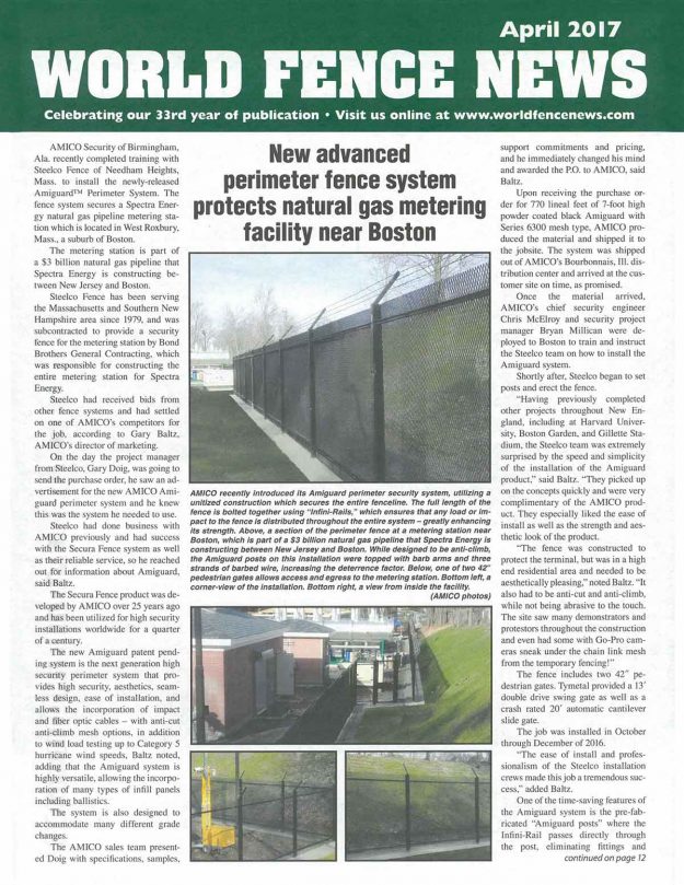 World Fence News Features AMICO Security and New Advanced Perimeter Fence System World Fence News Features AMICO Security and New Advanced Perimeter Fence System